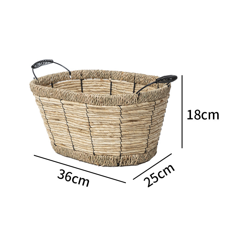 Practical storage basket with stainless steel handles