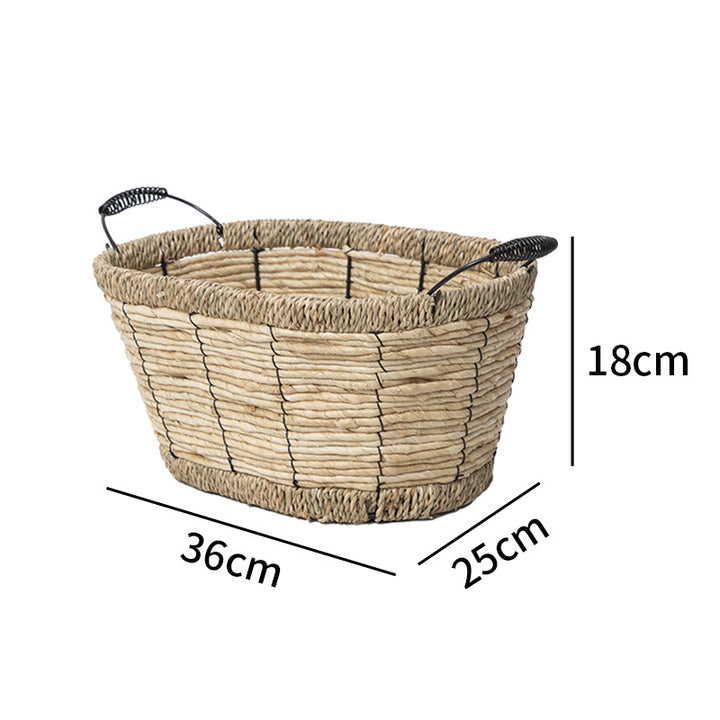 Practical storage basket with stainless steel handles