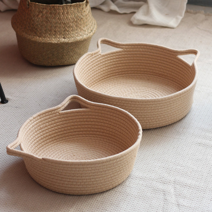 Handcrafted storage basket with handles