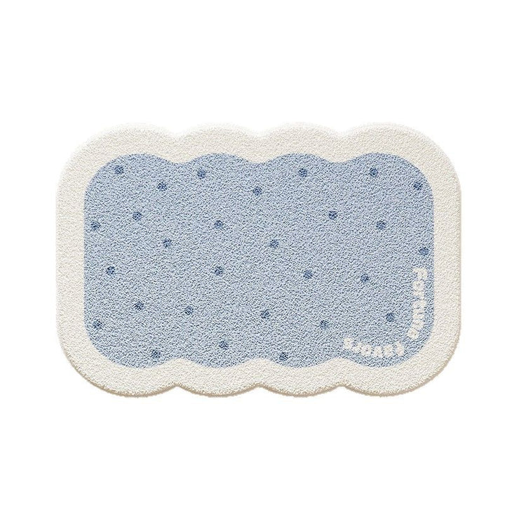 Scalloped-Edge Plush Absorbent Non-Slip Bath Rug with Cookie Motif