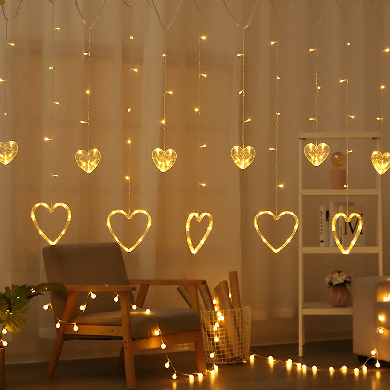 LED Acrylic Hanging Christmas Curtain Light Set with Reindeer Tree Bell and Star Ornaments