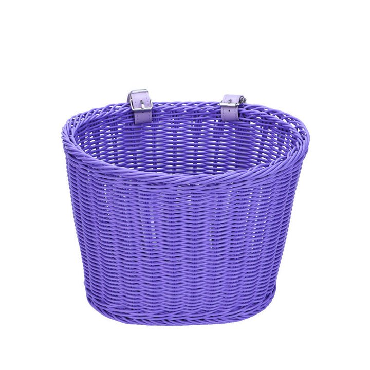 Woven Storage Basket with Leather Straps