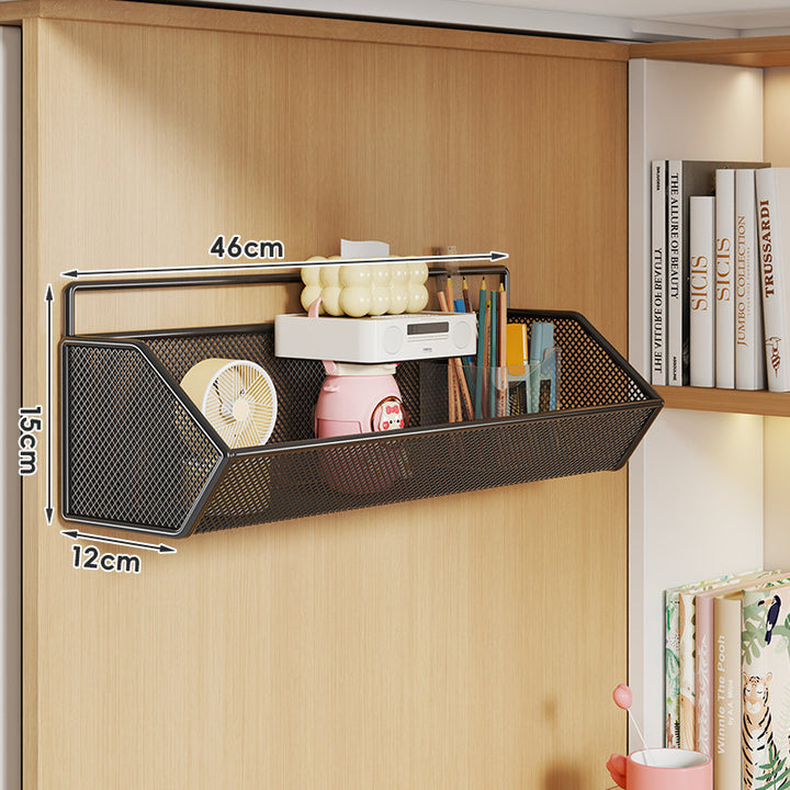 Wall-Mounted Hanging Mesh Storage Basket with Over-Cabinet Hook