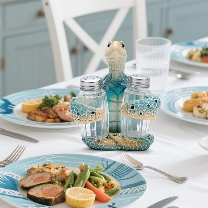 Decorative Turtle-Shaped Salt and Pepper Shaker Holder