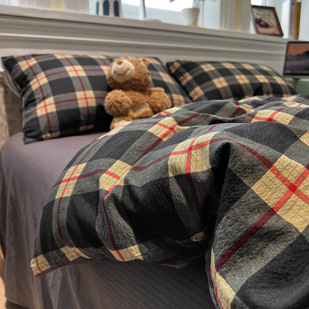 Soft Cotton Checkered Duvet Cover Set