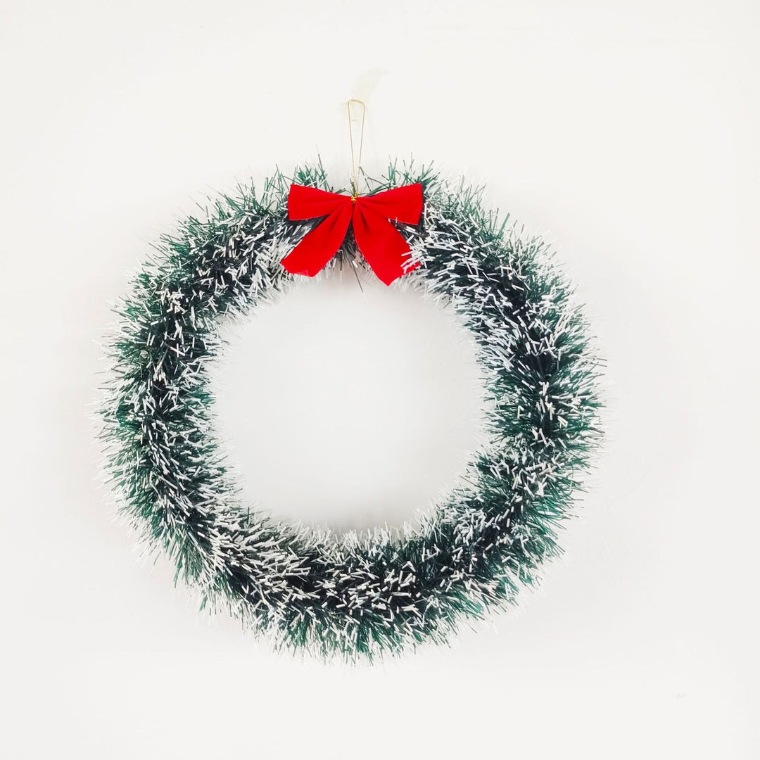 Festive Christmas wreath with ribbon