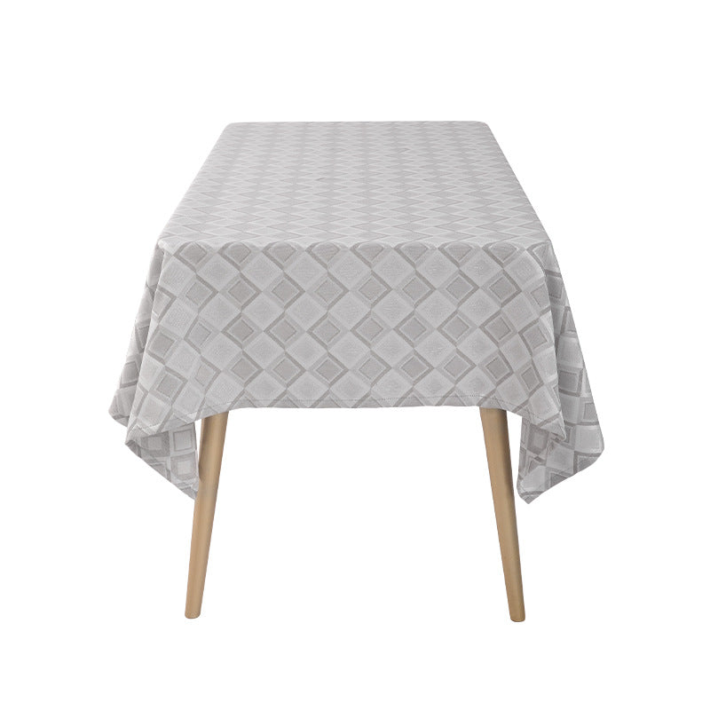 Woven jacquard tablecloth with diamond relief and easy-care cotton blend
