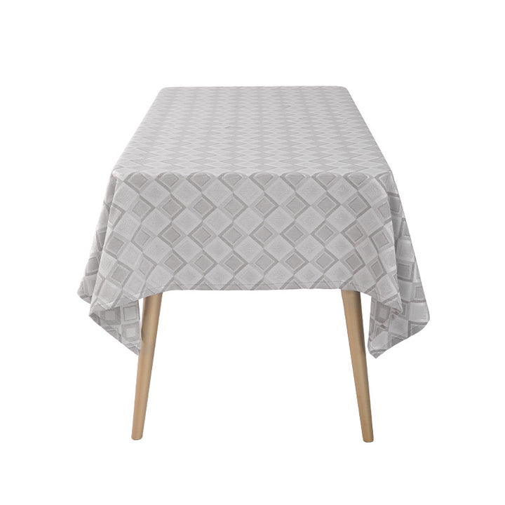 Woven jacquard tablecloth with diamond relief and easy-care cotton blend