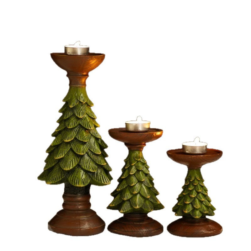 Decorative candle holder with Christmas tree design