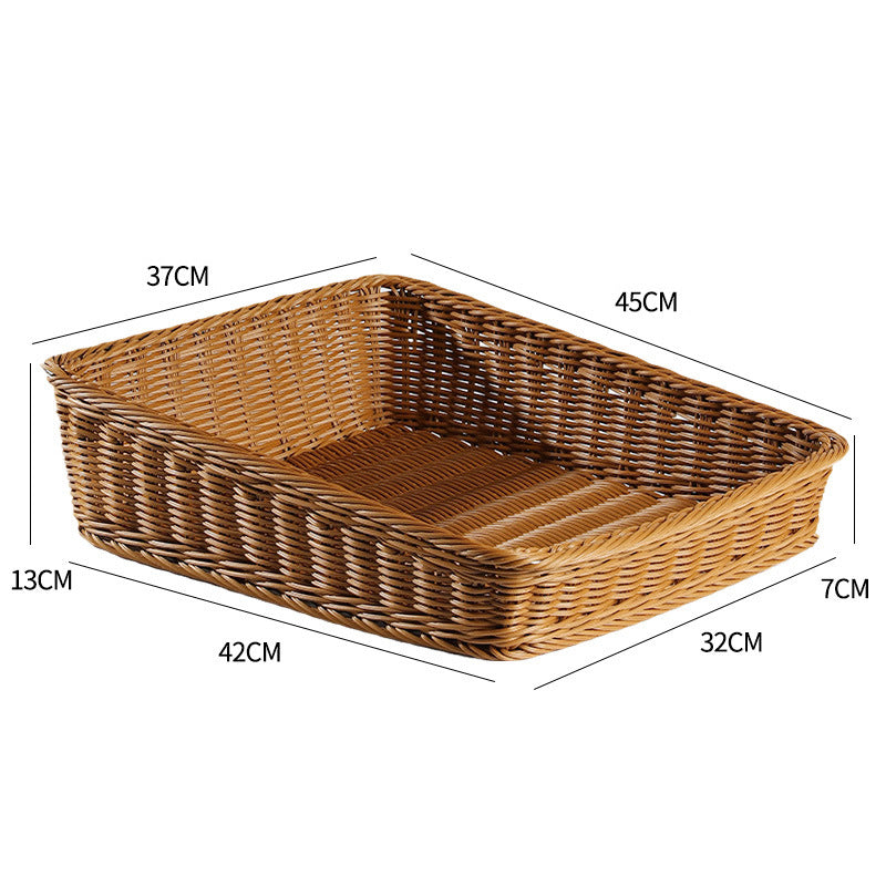 Handcrafted Rectangular Rattan Storage Basket