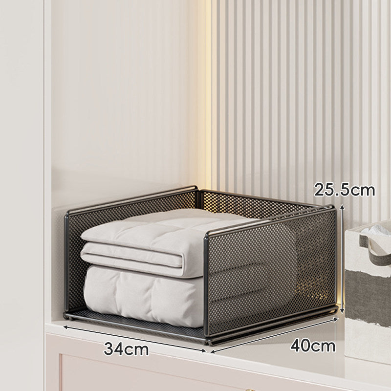 Vertical Stackable Mesh Closet Storage Tower with Four Pull-Out Ventilated Drawers