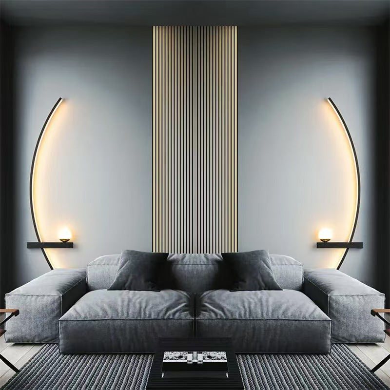 Curved LED ambient wall lamp with integrated shelf