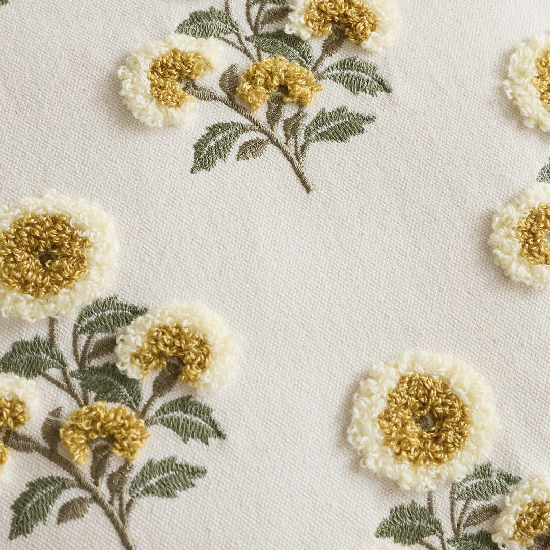 Tufted Floral Embroidered Decorative Throw Pillow Cover