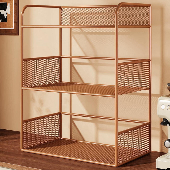 Compact Perforated Metal Tiered Countertop Pantry Organizer