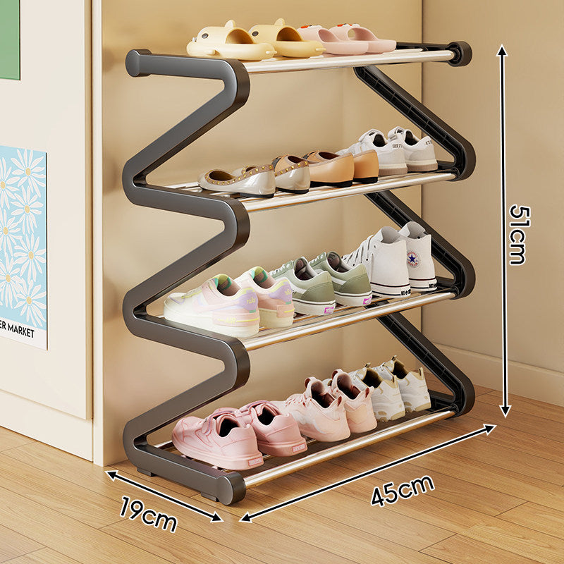 Compact Zigzag Multi-Tier Vertical Shoe Storage Rack
