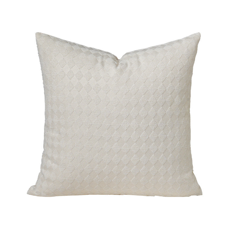 Woven decorative cushion cover with textured diamond relief surface