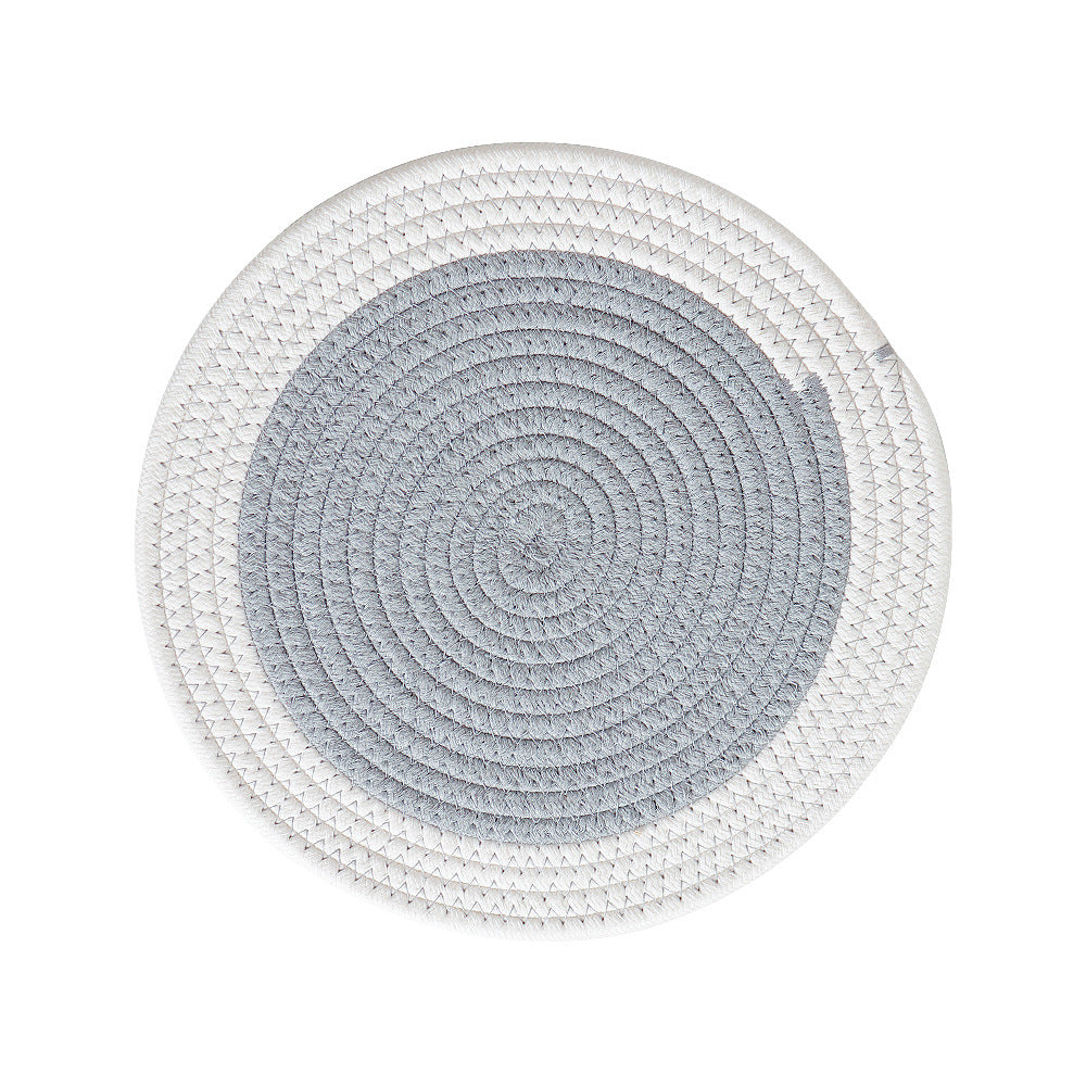 Round woven cotton braided rug for living and entrance area