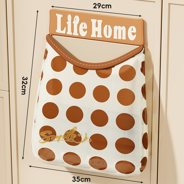 Over-Cabinet Polka Dot Fabric Hanging Storage Organizer Pouch