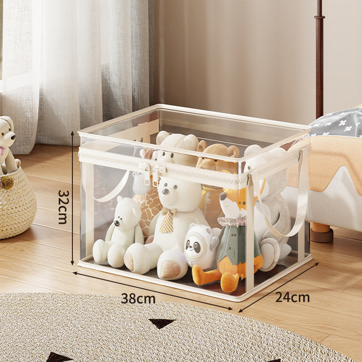 Stackable Transparent Zippered Storage Box Organizer with Reinforced Carry Handles