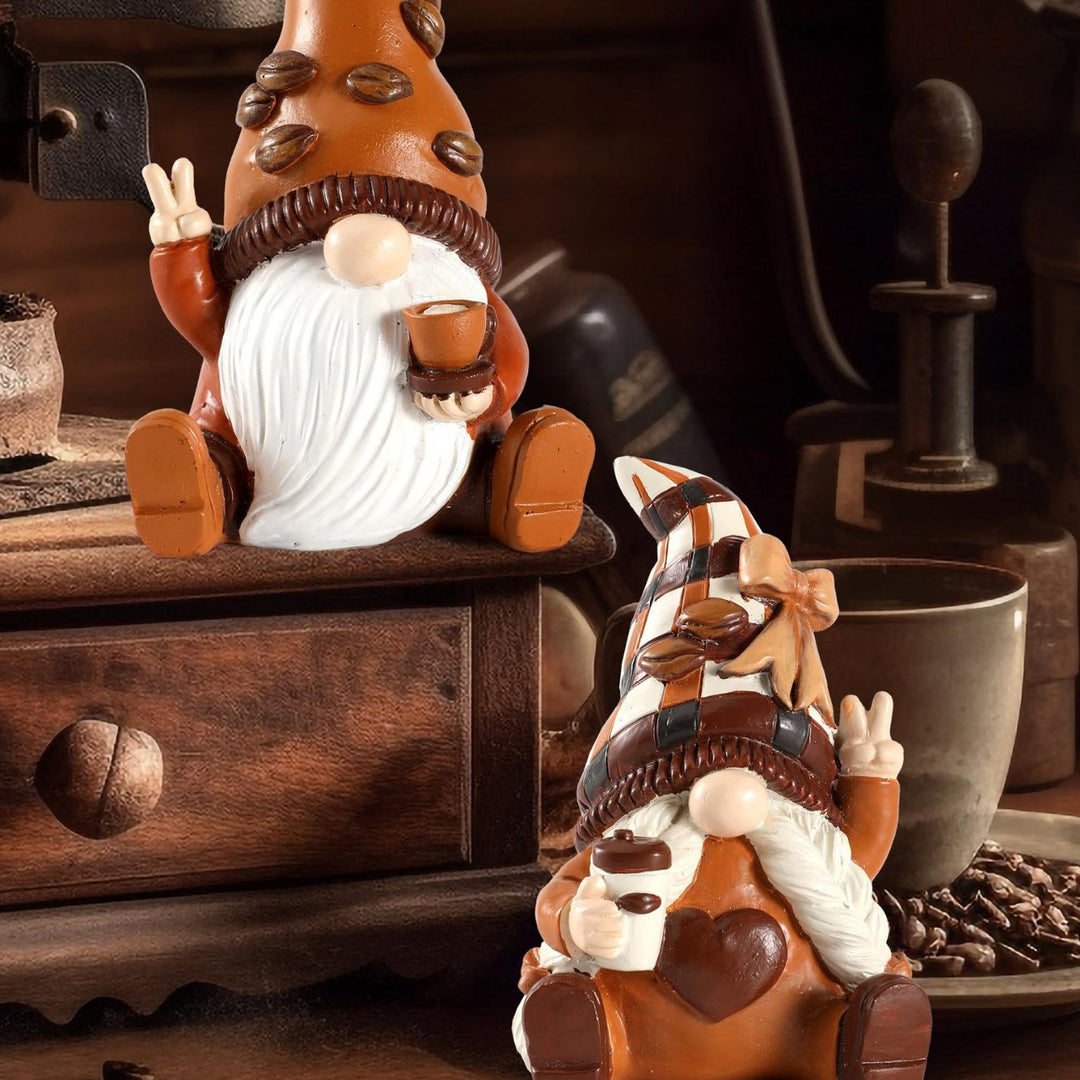 Whimsical Coffee Gnome Figurine