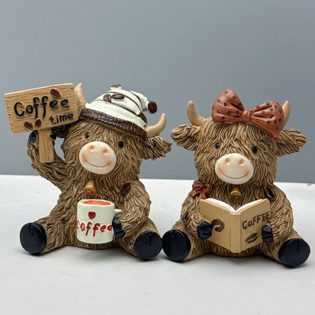 Decorative Highland Cattle Coffee Figure