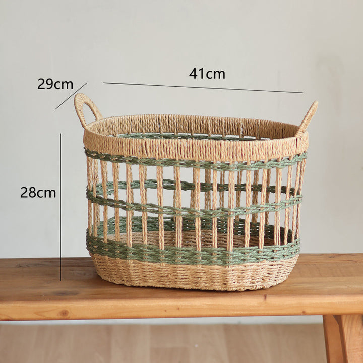 Handcrafted storage basket with natural material