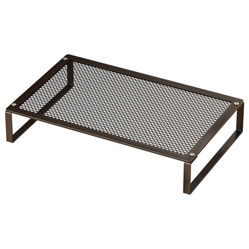 Mesh Metal Elevated Laptop and Monitor Stand with Ventilated Surface and Under-Keyboard Storage