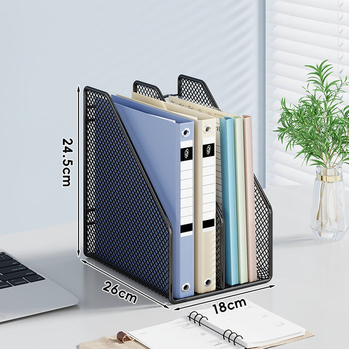 Mesh Desktop Vertical File and Folder Organizer Rack with Wide Slots and Non-Slip Base