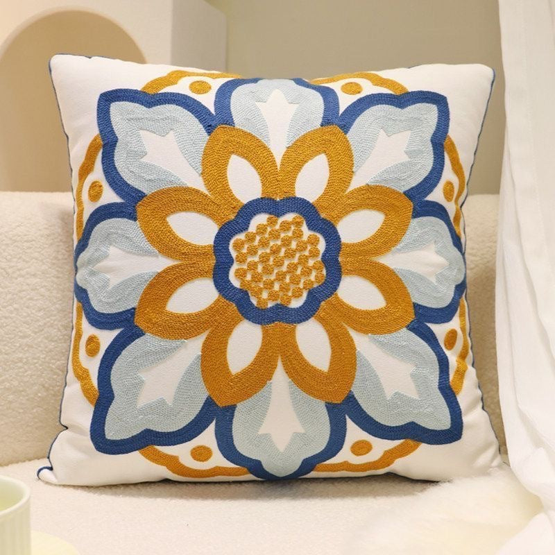 Embroidered Floral Accent Pillow
