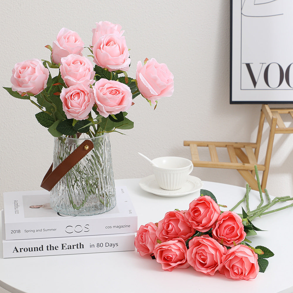 Artificial rose branch with realistic appearance