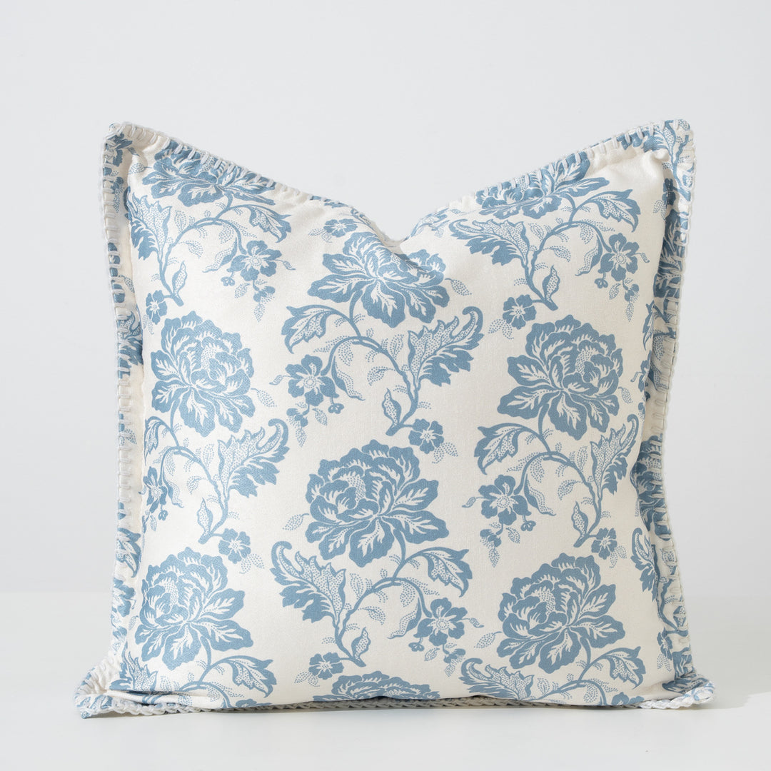 Floral Mandala Decorative Pillow Cover Made of Cotton Blend with Hidden Zipper