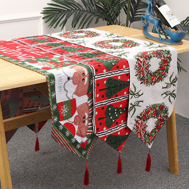 Christmas table runner with reindeer motif