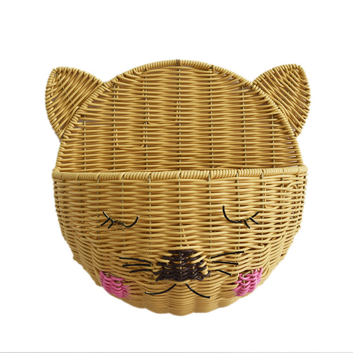 Cute Cat-Shaped Woven Storage Basket