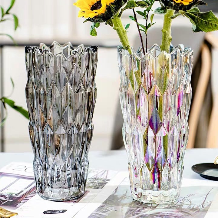 Geometric Cut Crystal Vase