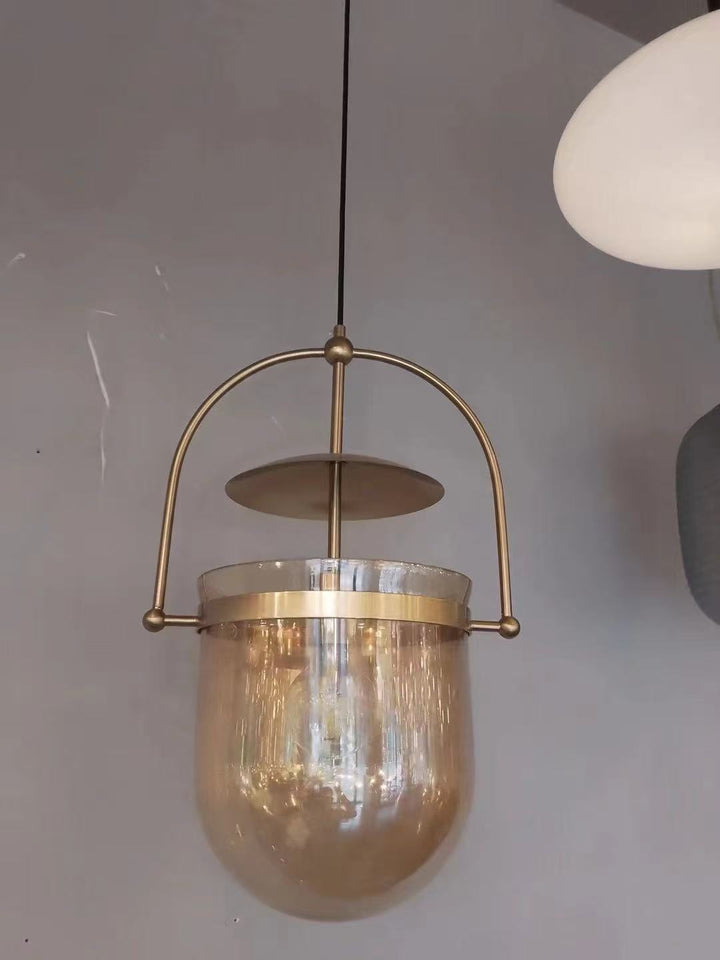 Mouth-blown glass dome pendant light with arch frame