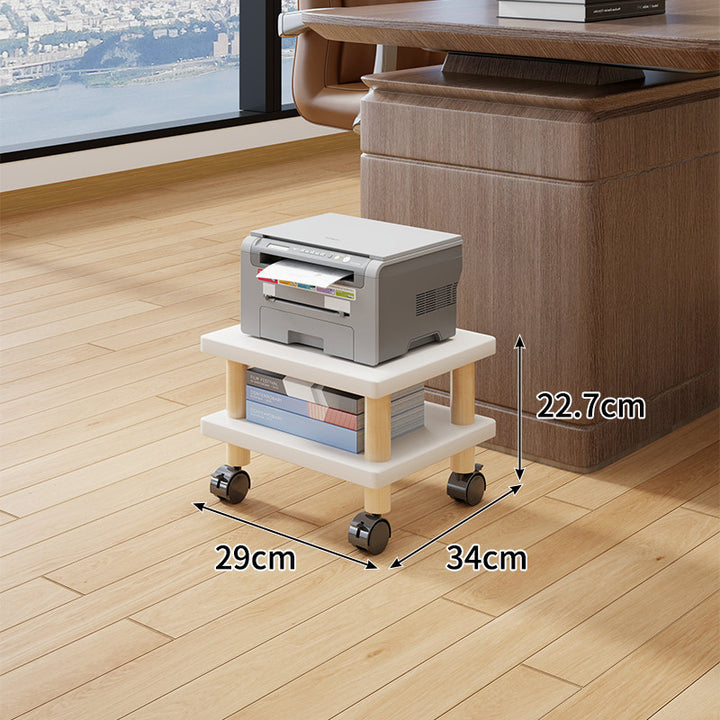 Compact Mobile Tiered Wooden Printer Stand with Swivel Casters