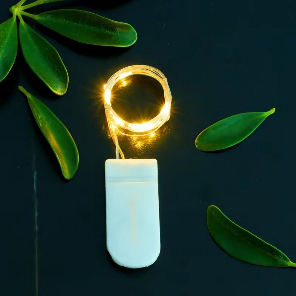 Battery-operated LED copper wire fairy lights set with plug battery pack
