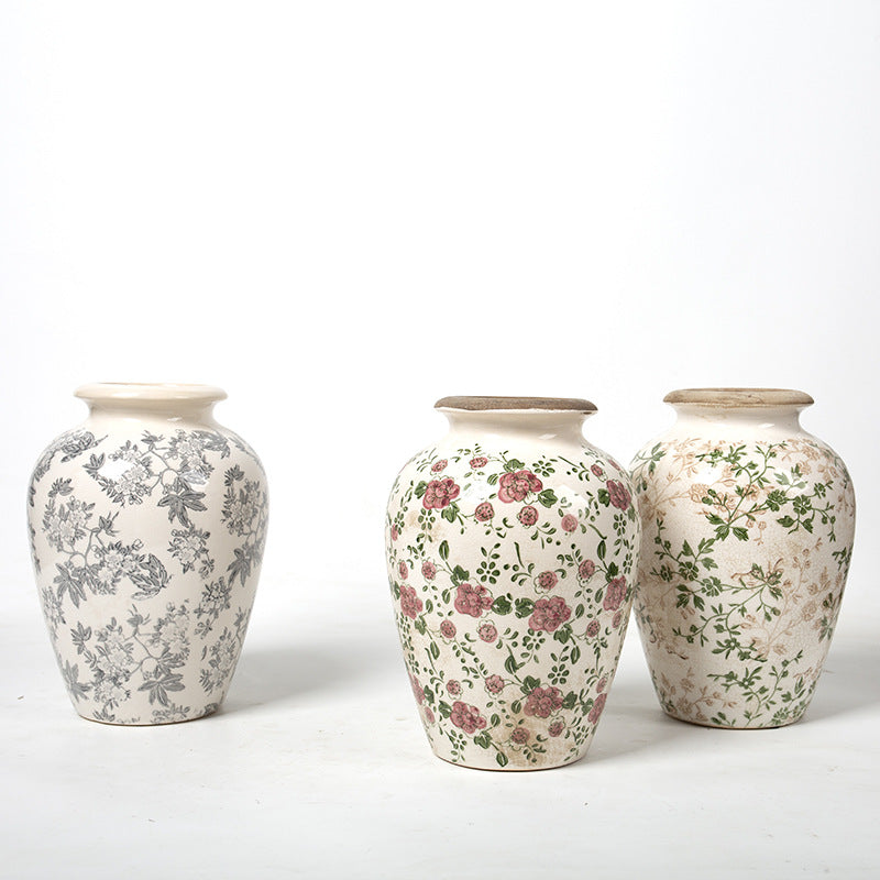 Elegant floral ceramic carafe