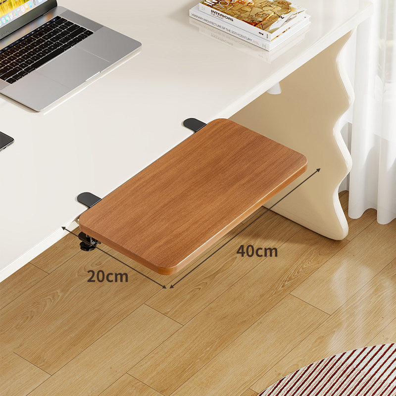 Under-Desk Bamboo Slide-Out Work Surface Clamp-Mounted Keyboard & Mouse Platform