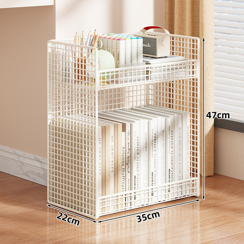 Compact Two-Tier Mesh Desk Book and Stationery Organizer Rack