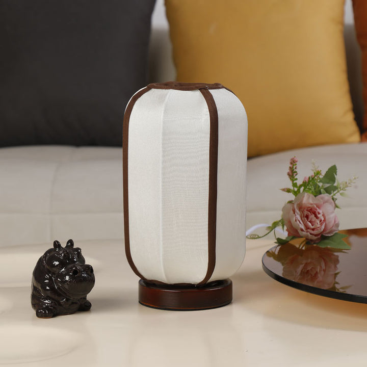 Linen Lantern Style Nightstand Lamp
