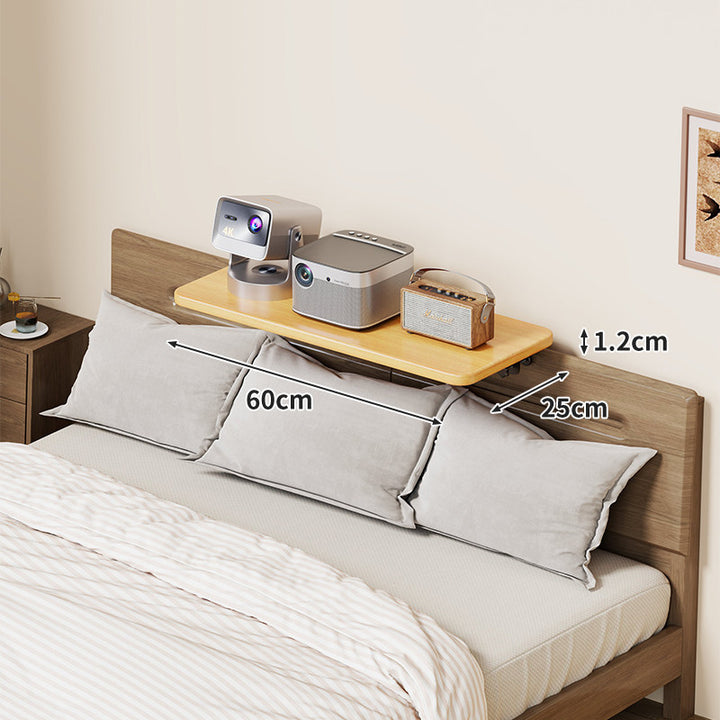 Wall-Mounted Slim Floating Headboard Shelf with Rounded Corners and Concealed Brackets
