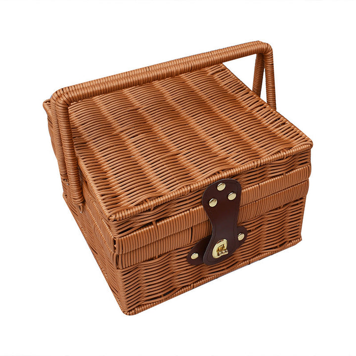 Handcrafted Woven Picnic Basket with Leather Closure