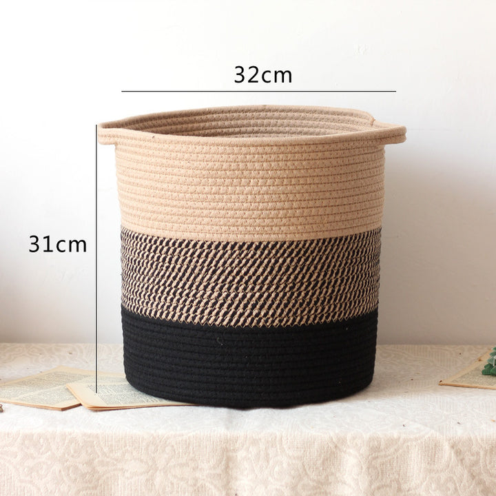 Stylish storage bucket made of woven natural material