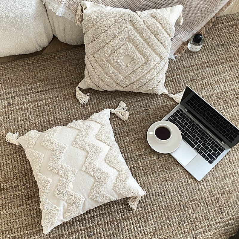 Textured Geometric Accent Throw Pillow