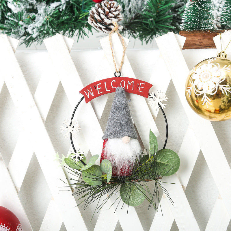 Decorative Christmas wreath with gnome motif