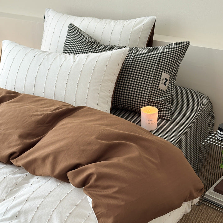 Decorative Gingham Pattern Cotton Duvet Cover Set Avarnia