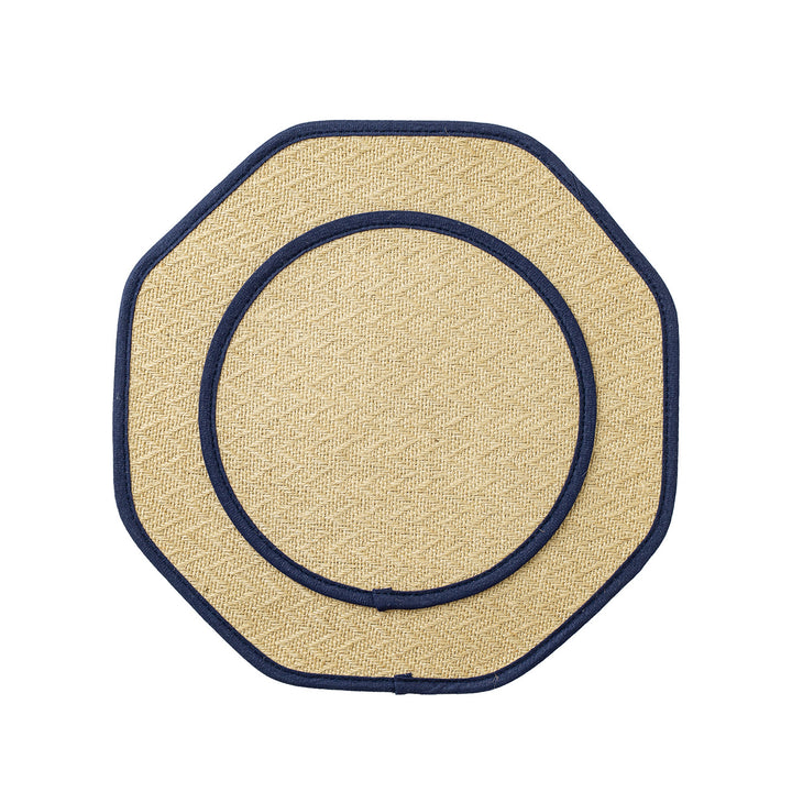Round sisal scratching mat with octagonal edge and non-slip underside