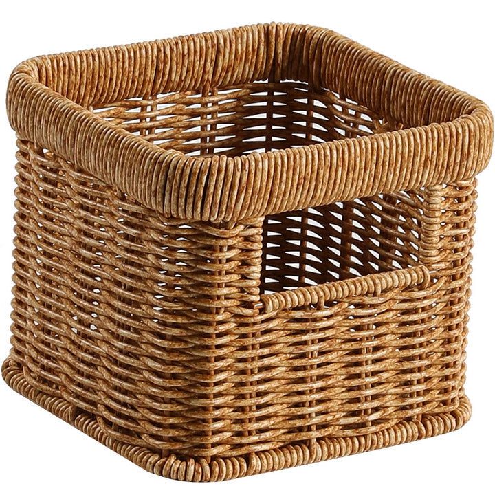 Handwoven Decorative Storage Basket With Cut-Out Handles