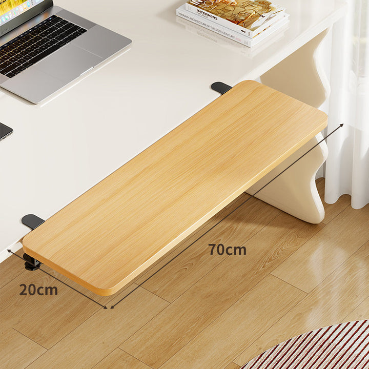 Under-Desk Bamboo Slide-Out Work Surface Clamp-Mounted Keyboard & Mouse Platform